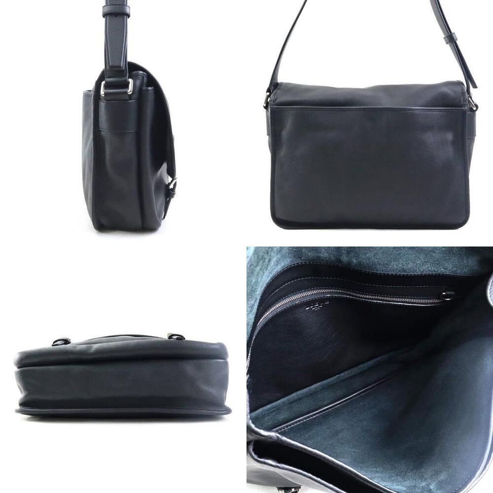 Loewe Black Leather Silver Shoulder Bag Crossbody Anagram Black Silver
